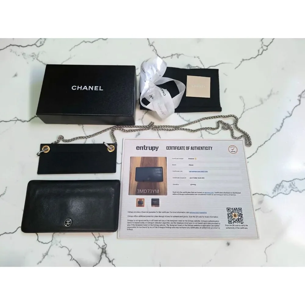 Chanel Caviar Long Flap Wallet + WOC Conversion Kit, box and Entrupy COA